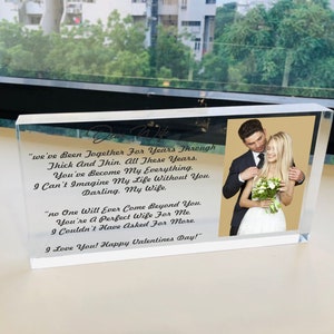 Imagen y texto personalizados, regalo para familiares, amigos y padres en bloque de acrílico transparente. Tu imagen aquí, regalo del Día del Padre, cita de amor.