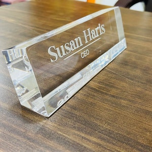 Engraved Acrylic Desk Name Plate: 3D Office Decor (8 X 2.50 X 1.25 Inch)