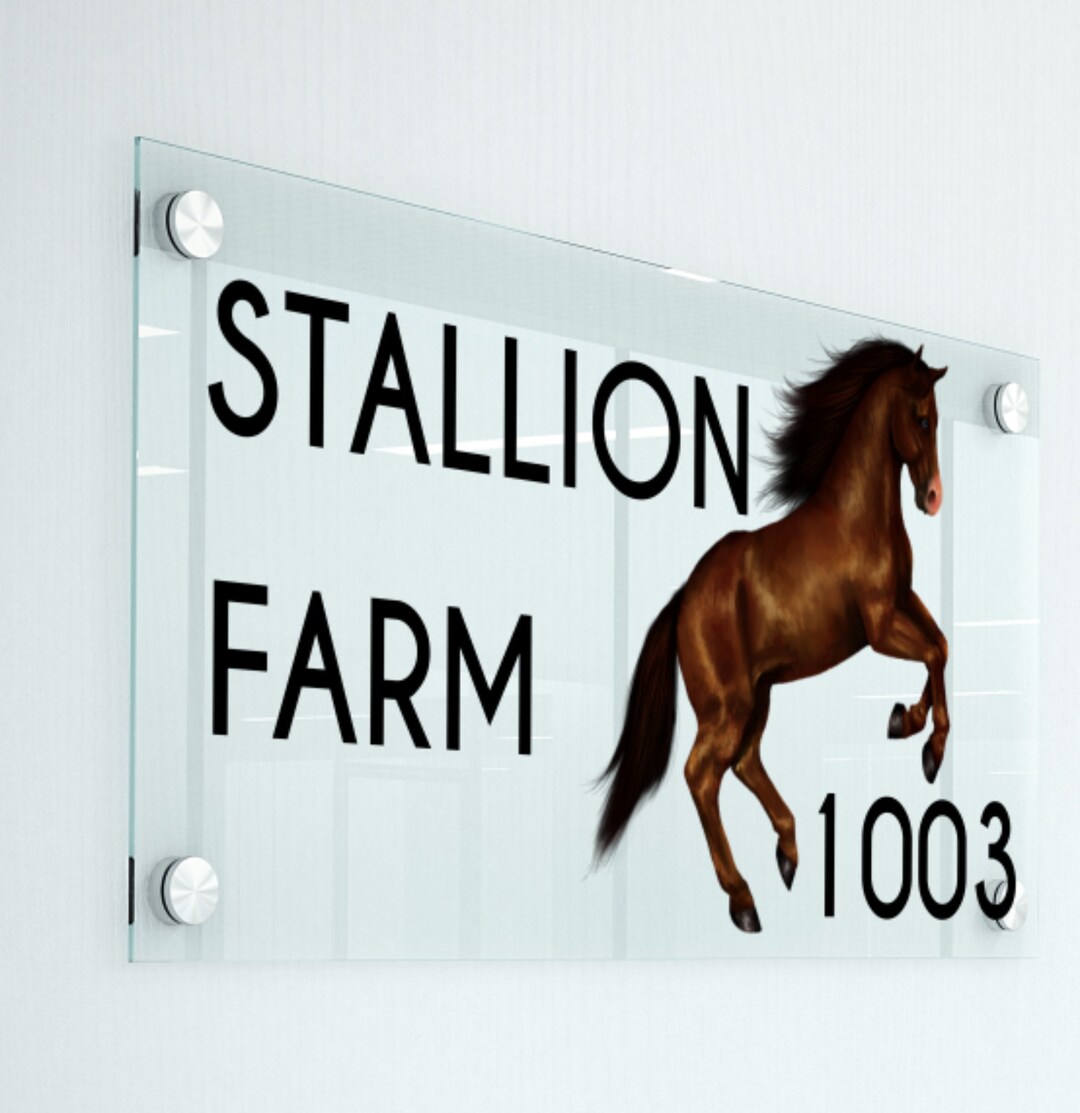 Custom Horse Door Name Plate Laser Cut Nameplate Crystal Etsy