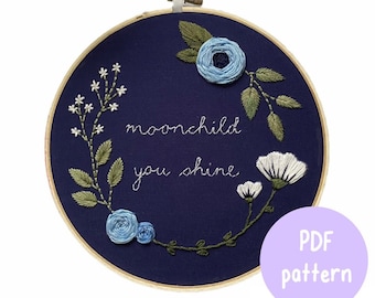 BTS embroidery PDF pattern - RM moonchild