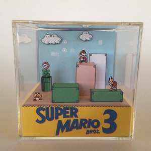 Super Mario Bros 3 First Level Awesomeness Shadow Box Diorama Art