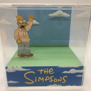 The Simpsons Old Man Yells at Cloud Abe Simpson Shadow Box Diorama Cube