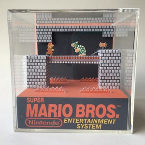 Super Mario Bros Bowser Boss Fight Shadow Box Diorama Art