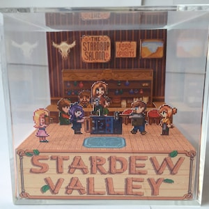 Stardew Valley Stardrop Saloon Junimo Party Shadow Box Diorama Cube -  Customizable - Include your own Characters option!