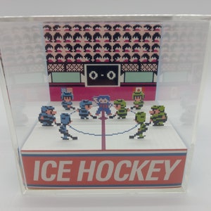 Ice Hockey Face Off! Video Game Shadow Box Diorama Cube