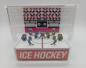 Ice Hockey Face Off! Video Game Shadow Box Diorama Cube