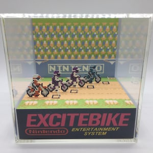 Excitebike Starting Line Shadow Box Diorama Cube