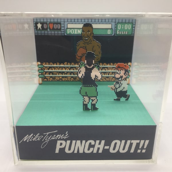 Mike Tyson's Punch Out Final Rounds with Little Mac Shadow Box Diorama Cube