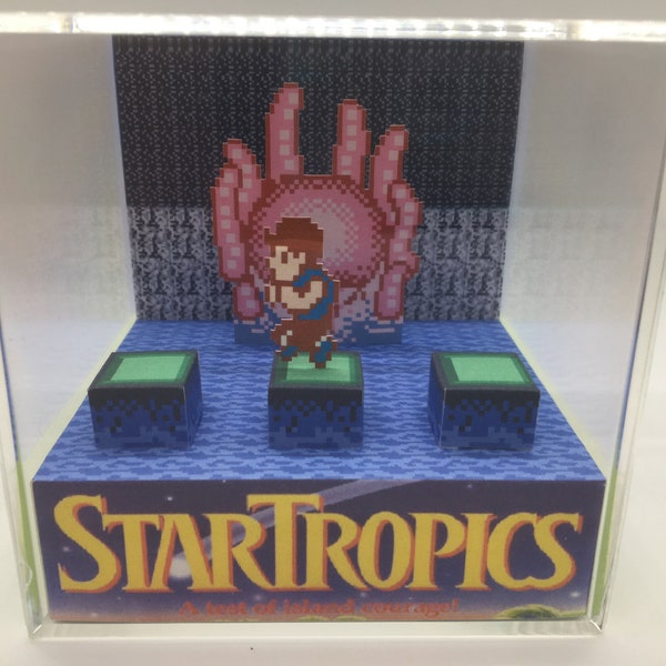 Star Tropics Mike Jones vs. Octo the Huge Shadow Box Diorama Cube