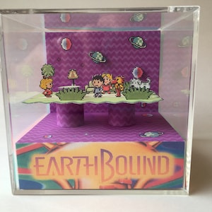 Earthbound visit in Magicant with the Flying Man Shadow Box Diorama Art