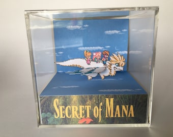 Secret of Mana Free Rides on Flammie! Shadow Box Diorama Art