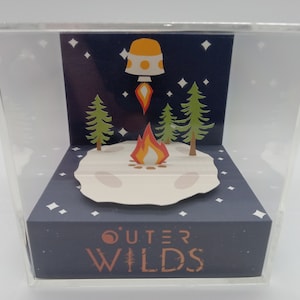 Outer Wilds Space Patch Logo Video Game Shadow Box Diorama Cube