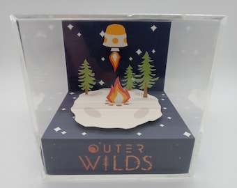 Outer Wilds Space Patch Logo Video Game Shadow Box Diorama Cube