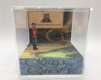 King's Quest V Cedric and Graham encounter a Poisonous Snake! Shadow Box Diorama Cube