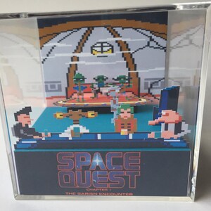 Space Quest I The Sarien Encounter Cantina Astro Chicken Arcade Shadow Box Diorama Art