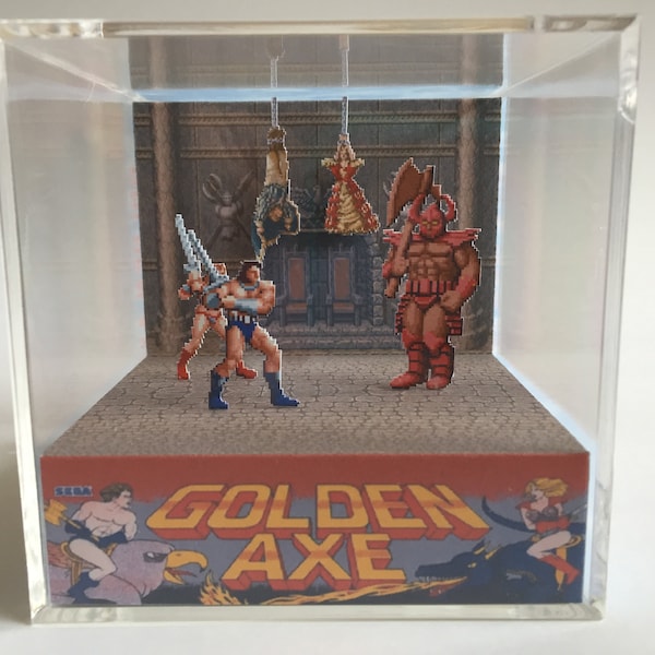 Golden Axe Final Battle against Death Adder Arcade Genesis Shadow Box Diorama Art