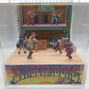 Sunset Riders Arcade Genesis Game Shadow Box Art Diorama image 1