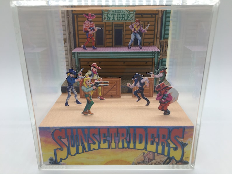 Sunset Riders Arcade Genesis Game Shadow Box Art Diorama image 1