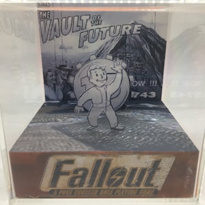 The Original Fallout Pip Boy Vault Advertisement Shadow Box Diorama Cube