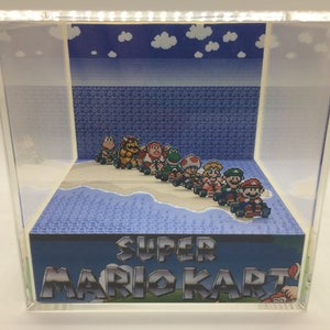 SNES Super Mario Kart End Credit Chase Shadow Box Diorama Cube