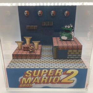 Super Mario Bros 2 Final Boss Battle with Wart Shadow Box Diorama Cube