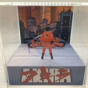 Akira Anime Kaneda and the bike Shadow Box Diorama Cube