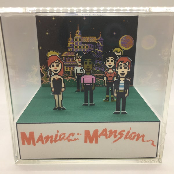Maniac Mansion The Whole Group of Friends Shadow Box Diorama Cube Lucasarts