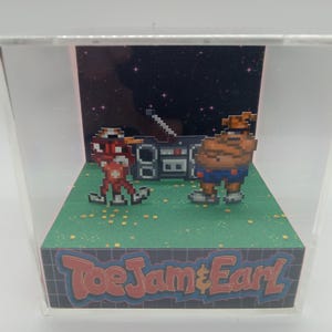 Toe Jam and Earl with Boombox Shadow Box Diorama Cube