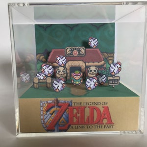 The Legend of Zelda A Link to the Past Fortune Teller Cucco Frenzy Shadow Box Diorama Art