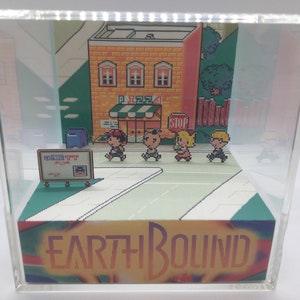 Earthbound Pizza in Onett Shadow Box Diorama Cube