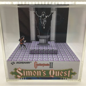 Castlevania II 2 Simon&#39;s Quest Dracula Boss Fight Nintendo NES Shadow Box Diorama Cube