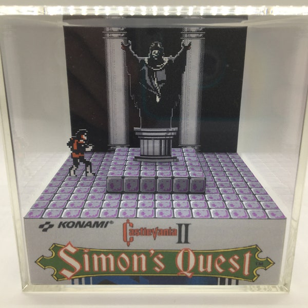 Castlevania II 2 Simon's Quest Dracula Boss Fight Nintendo NES Shadow Box Diorama Cube