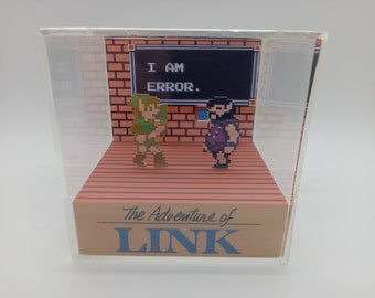 Zelda The Adventure of Link I am Error Video Game Shadow Box Diorama Cube