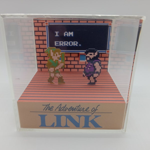 Zelda The Adventure of Link I am Error Video Game Shadow Box Diorama Cube