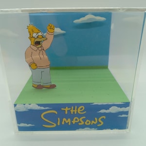 The Simpsons Old Man Yells at Cloud Abe Simpson Shadow Box Diorama Cube