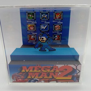 Megaman 2 Boss Select Screen Castle Wily Shadow Box Diorama Cube