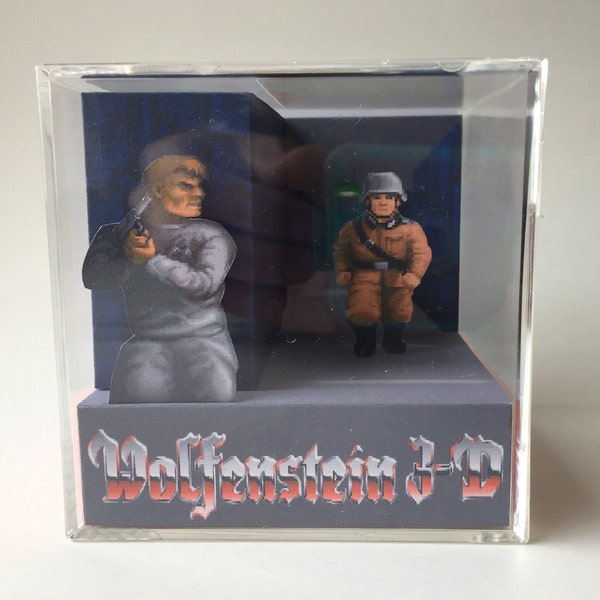 Wolfenstein 3D Title Screen for PC Shadow Box Diorama Art