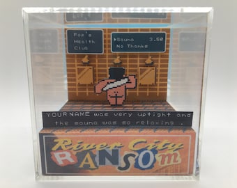 River City Ransom Personalized! Pop's Relaxing Sauna Shadow Box Diorama Decor