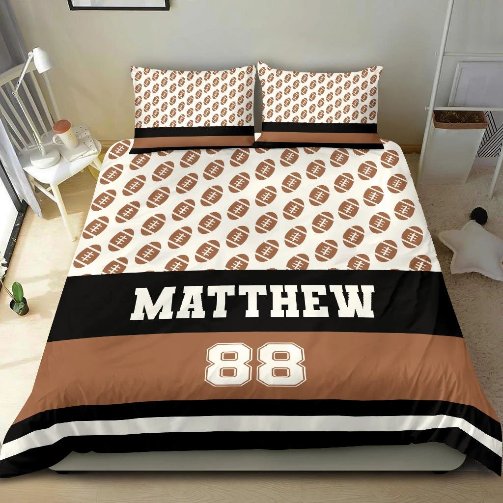 Personalized Football Bedding Set Custom Name Football Etsy