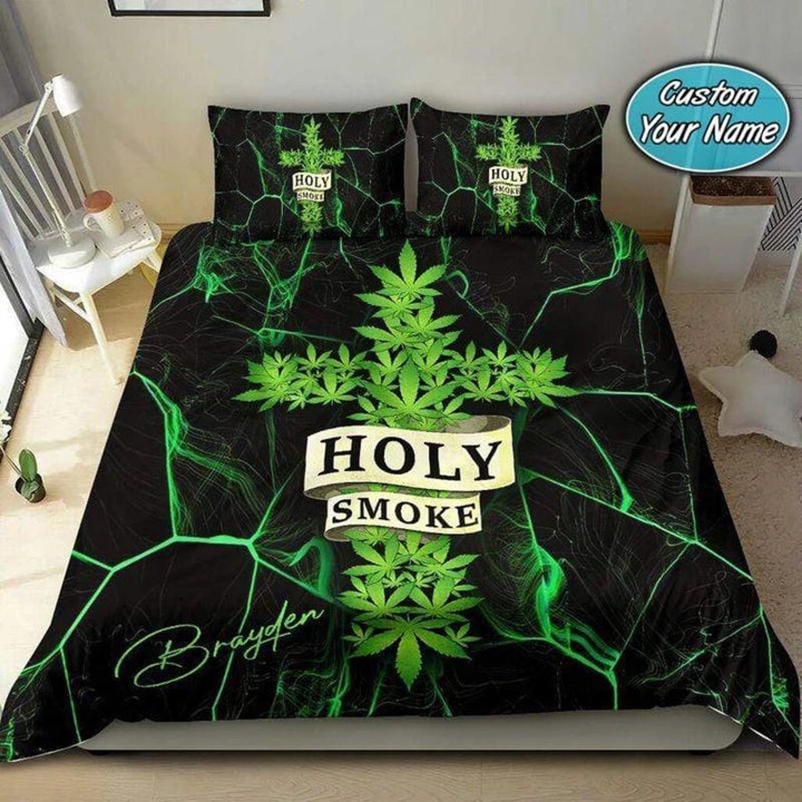 Personalized Cannabis Weed Pot Bedding Set Weed Bedding Set Etsy