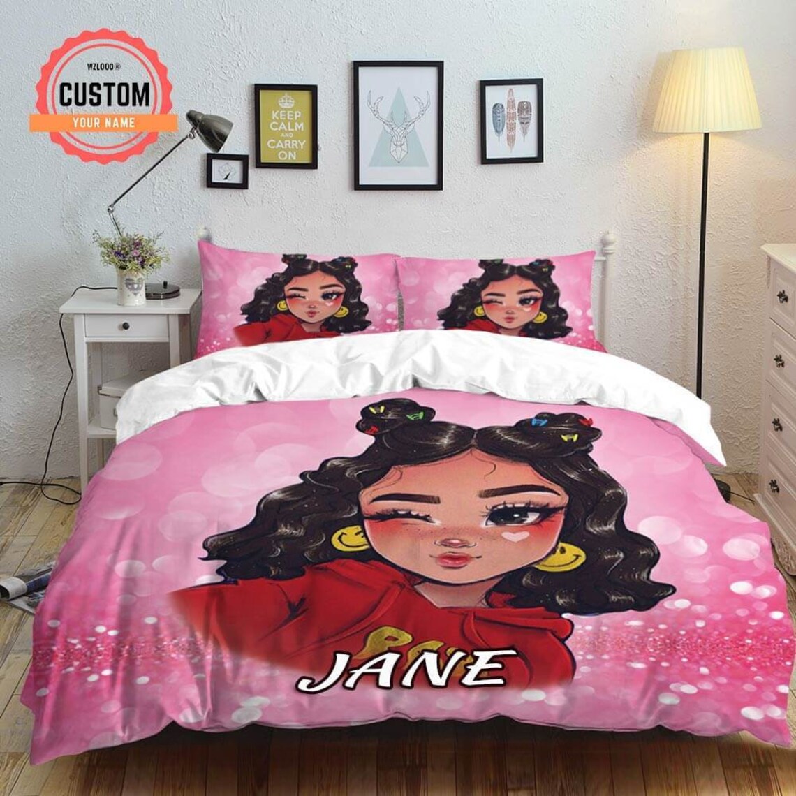 Black Girl Bedding set Melanin Bedding set Blanket and Etsy