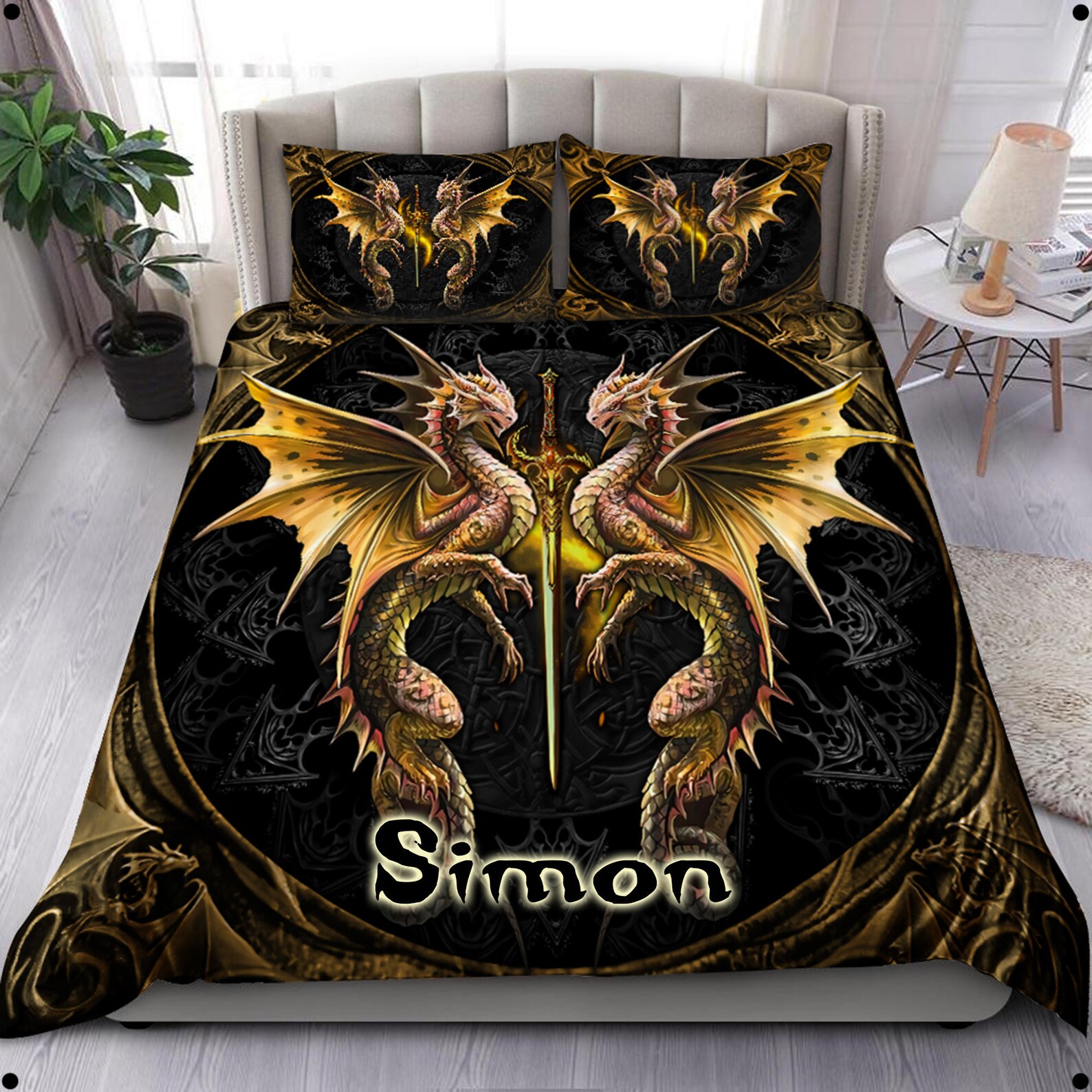 Personalized Dragon Bedding Set Custom Bedding Duvet Cover Etsy