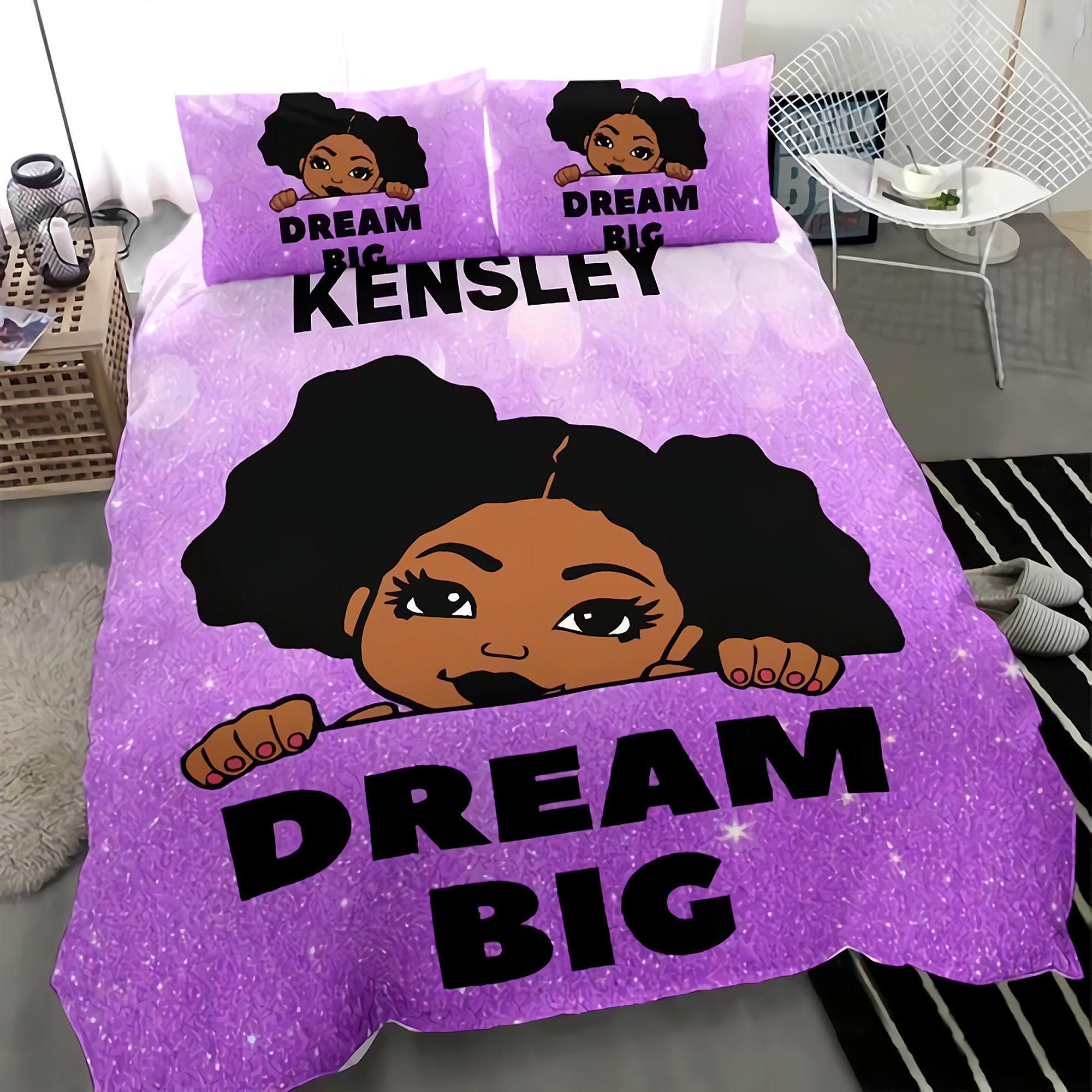 Black Girl Bedding set Cute Girl Bedding set Blanket and Etsy