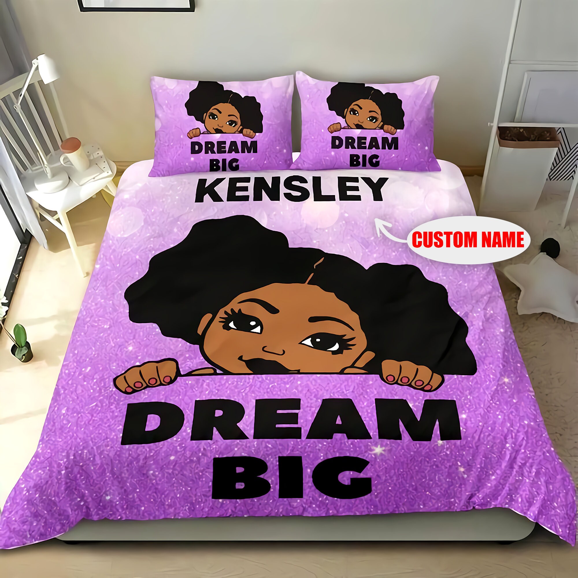 Black Girl Bedding set Cute Girl Bedding set Blanket and Etsy