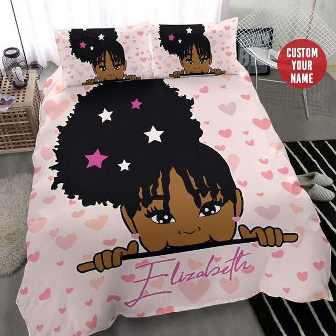 Black Baby Girl Bedding set Personalization Bedding set Etsy