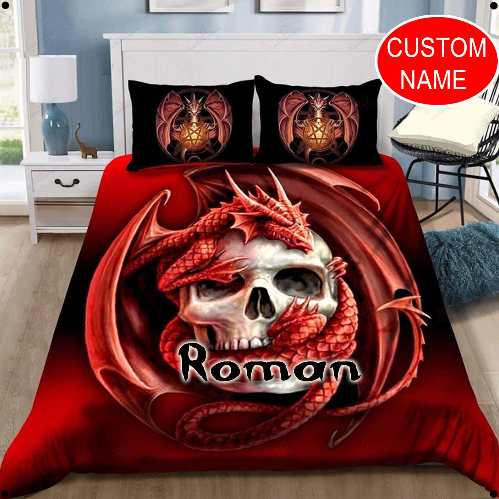 Dragon Bedding Set Custom Bedding Duvet Cover Animal Duvet Etsy