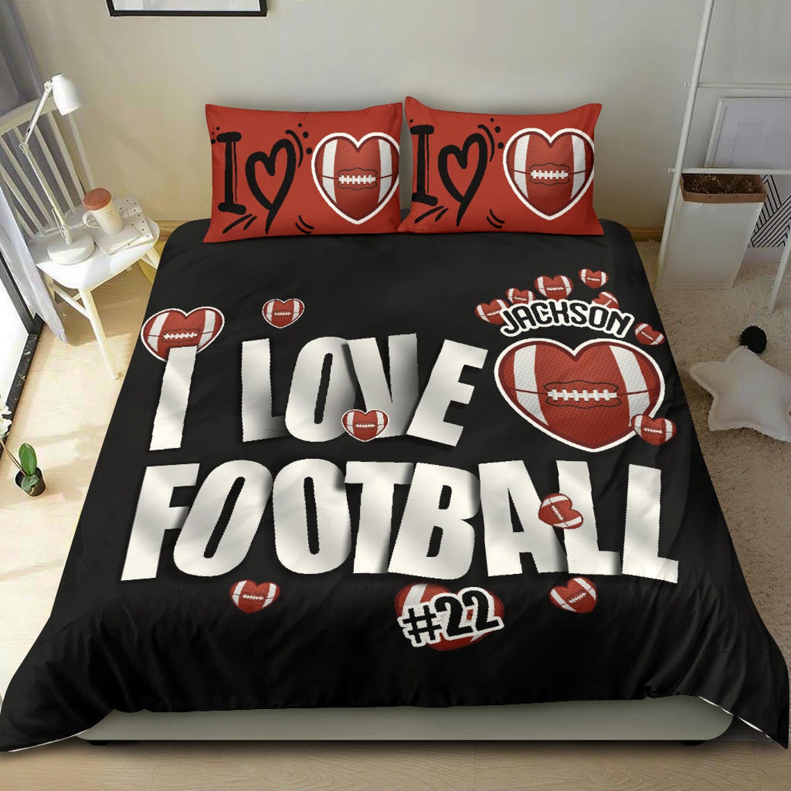 Personalized Football Bedding Set Custom Name Football Etsy