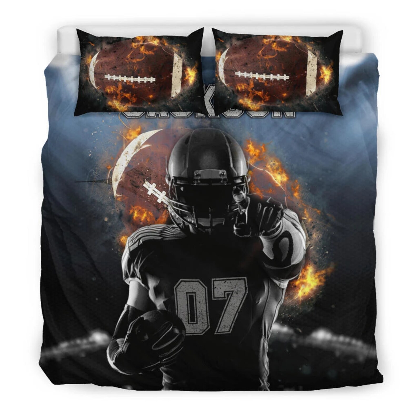 Personalized Football Bedding Set Custom Name Football Etsy
