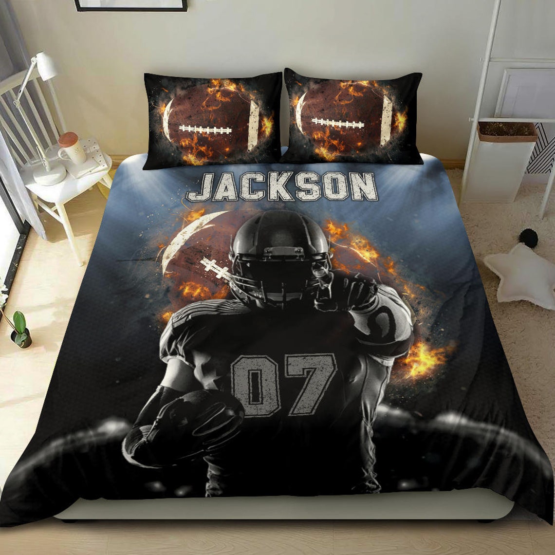 Personalized Football Bedding Set Custom Name Football Etsy