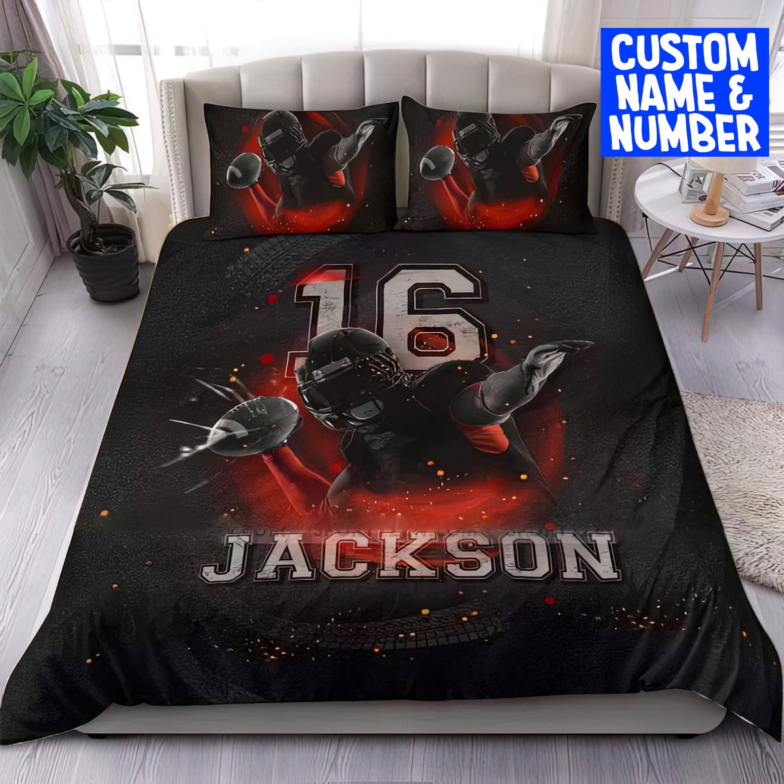 Personalized Football Bedding Set Custom Name Football Etsy